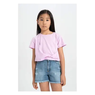 DEFACTO Girl Relax Fit Crew Neck Short Sleeve T-Shirt