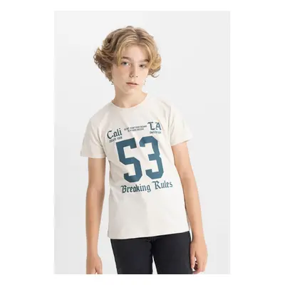 DEFACTO Boy's Crew Neck Printed Short Sleeve T-Shirt