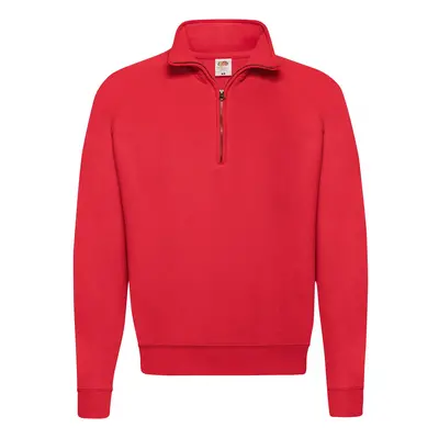 Red Men's Zip Neck Sweat Fruit of the Loom