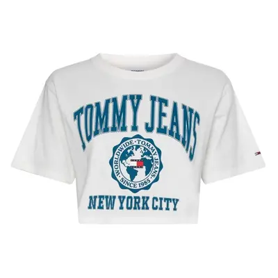 Tommy Jeans T-Shirt - TJW SUPER CROP COLLEGE LOGO SS white