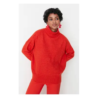 Trendyol Orange Wide Pattern Soft Texture Knitwear Sweater