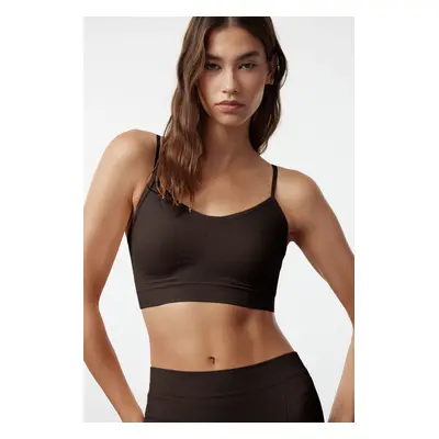 Trendyol Dark Brown Seamless Strappy Knitted Bustier