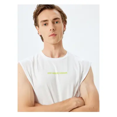 Koton Crew Neck Slogan Printed Sports Undershirt