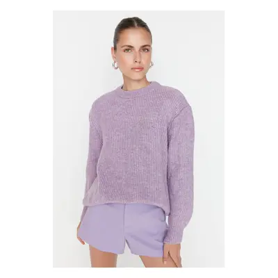 Trendyol Lilac Wide Fit Soft Textured Basic Knitwear Sweater