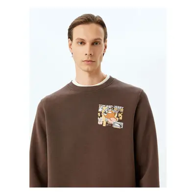 Koton Crew Neck Cotton Blended Interlock Fabric Printed Licensed Tom and Jerry Sweatshirt