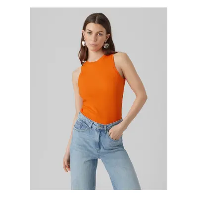 Oranžové dámské žebrované basic tílko AWARE by VERO MODA Lavender - Dámské