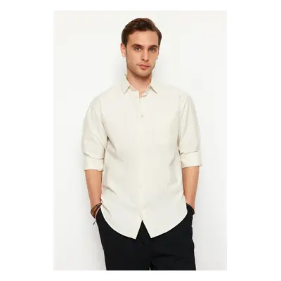 Trendyol Ecru Oversize Fit Textured Fabric Shirt