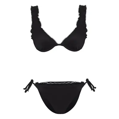 Trendyol Black*001 Plain Triangle Normal Waist Bikini Set