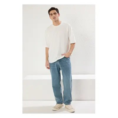 Trendyol Ecru Oversize/Wide Textured Cut T-shirt