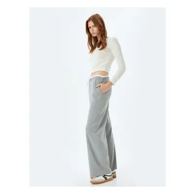 Koton Gray Striped Women's Trousers