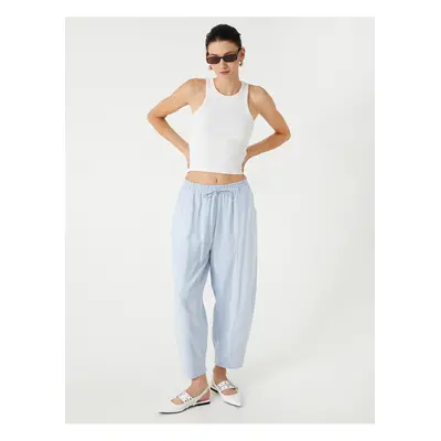 Koton Carrot Cut Trousers with Pockets and Tie Waist Viscose