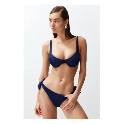 Trendyol Navy Blue Tie-Up Brazilian Bikini Bottom