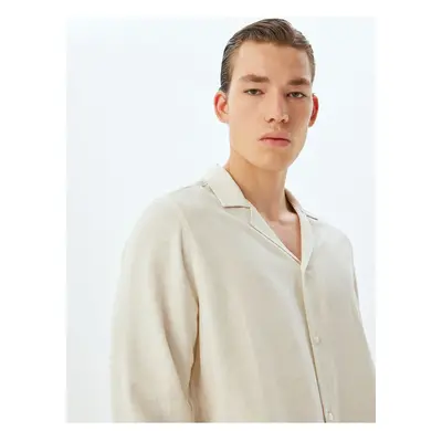 Koton Classic Shirt Long Sleeve Turn-down Collar Viscose Linen Blend