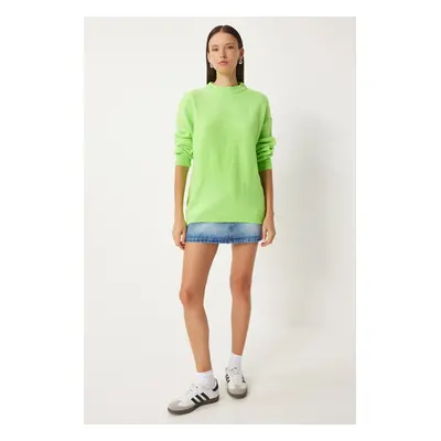 Happiness İstanbul Women's Neon Green Oversize Soft Knit Sweater