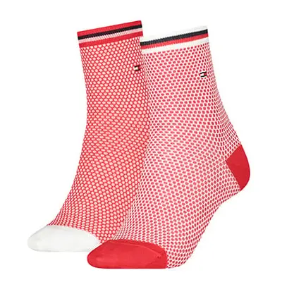 Tommy Hilfiger Socks - TH WOMEN SHORT SOCK 2P COLLEGIATE HONEYCOMB pink