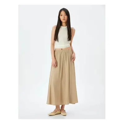 Koton Modal Fabric Waist Elasticated Long Flared Skirt