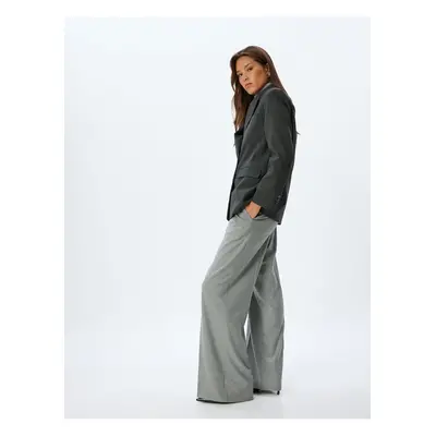 Koton High Waist Wide Leg Pocket Pleated Detailed Trousers