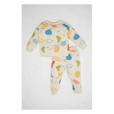 DEFACTO Baby Boy Patterned Seasonal Sweatshirt Tracksuit Bottom Top Set