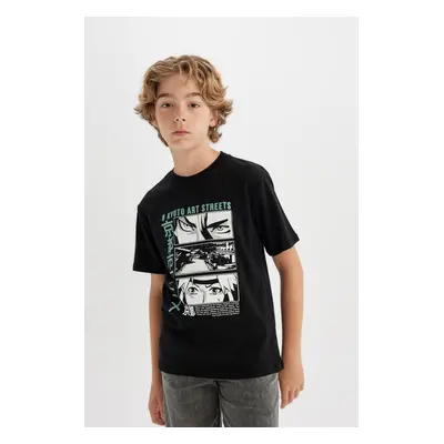 DEFACTO Boy's Crew Neck Printed Short Sleeve T-Shirt