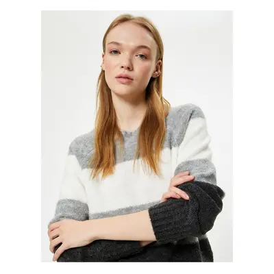 Koton Knitwear Sweater Crew Neck Long Sleeve Color Blocked