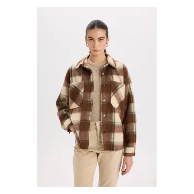 DEFACTO Oversize Wide Pattern Checkered Flannel Long Sleeve Shirt