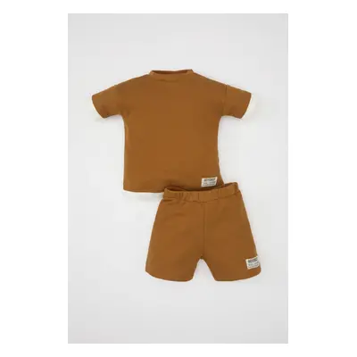 DEFACTO Baby Boy 2-Piece Set Waffle Short Sleeve T-Shirt Shorts