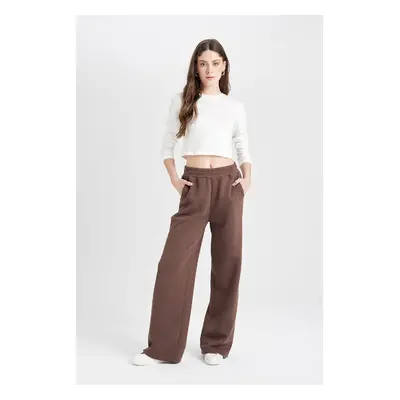 DEFACTO Cool Wide Leg Elastic Waist Laced Pocket Wide Leg Basic Plain Sweatpants