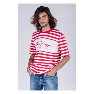 Tommy Hilfiger T-shirt - SIGNATURE STRIPE RELAXED FIT TEE red