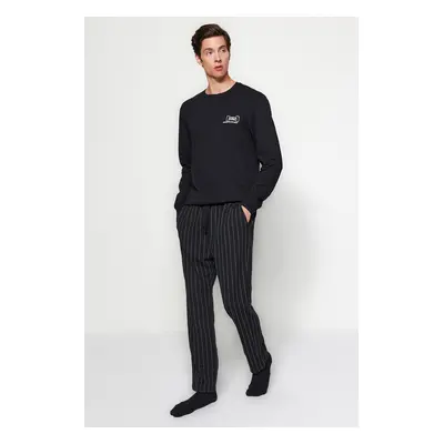 Trendyol Black Striped Knitted Unisex Pajama Bottoms Tracksuit