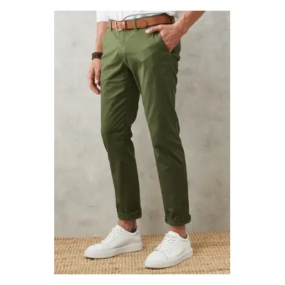 AC&Co / Altınyıldız Classics Pánské khaki úzké slim fit kalhoty chino s bočními kapsami.