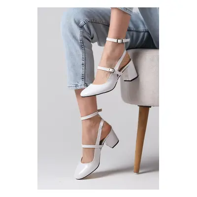 Mio Gusto Inessa Women's White Open Back Heeled Shoes