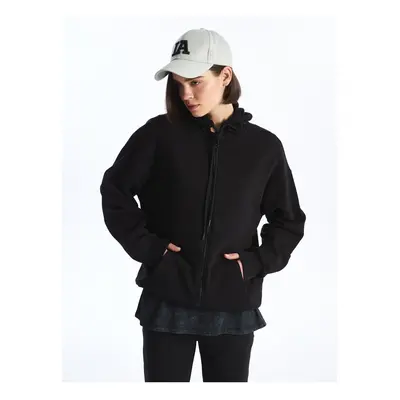 LC Waikiki Women's Hooded Plain Oversize Zippered Sweatshirt