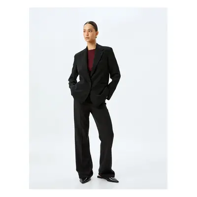 Koton Slim Straight Leg Fabric Trousers with Pockets Standard Waist