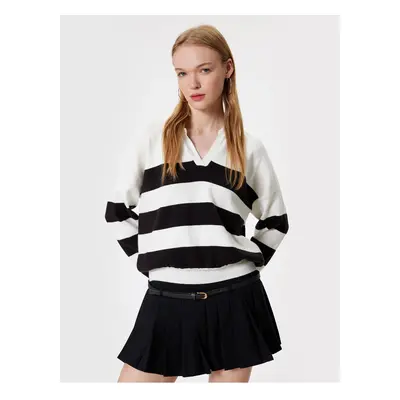 Koton Polo Neck Sweater Knitwear Color Block Long Sleeve