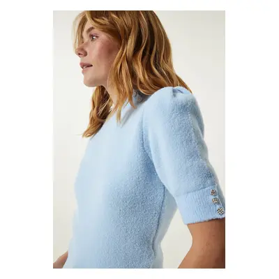 Happiness İstanbul Women's Sky Blue Soft Textured Seasonal Knitwear Blouse