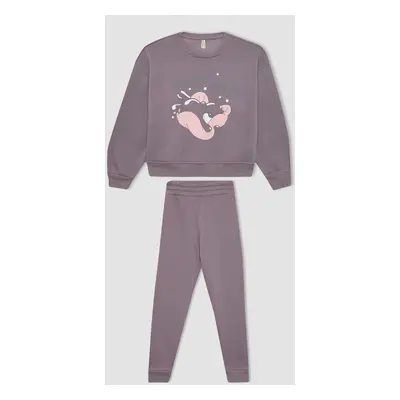 DEFACTO Girl's Printed Long Sleeve Pajama Set