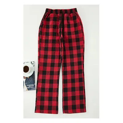 Trendyol Red Black Comfortable Plaid Woven Pajama Bottoms