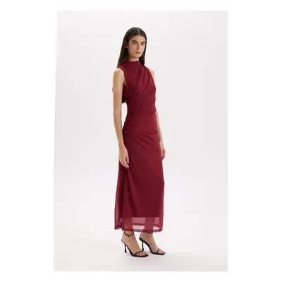 DEFACTO Bodycon Bodycon Half Turtleneck Basic Plain Tulle Sleeveless Maxi Dress