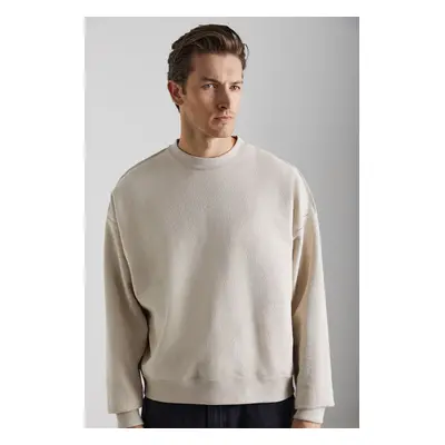 GRIMELANGE Jevon Men's 100% Cotton Beige Sweatshirt