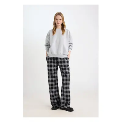 DEFACTO Pajama Pants Wide Leg Wide Leg Plaid Regular Waist Elastic Pocket