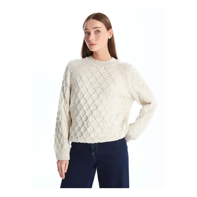 LC Waikiki Crew Neck Self-Patterned Long Sleeve Women's Knitwear Sweater - W40253z8