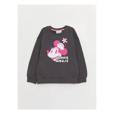 LC Waikiki Crew Neck Minnie Mouse Printed Long Sleeve Girl's Sweatshirt