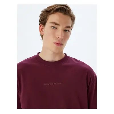 Koton Oversize T-Shirt Slogan Printed Crew Neck Short Sleeve Cotton