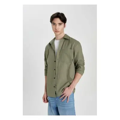 DEFACTO Regular Fit Cotton Pocket Long Sleeve Shirt