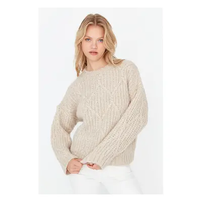 Trendyol Stone Soft Textured Wide Fit Knitwear Sweater