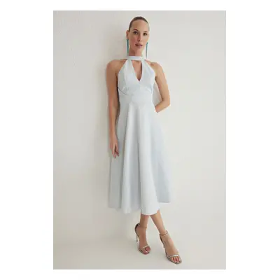 Trendyol Light Blue A-Line Glittery Woven Chic Dress