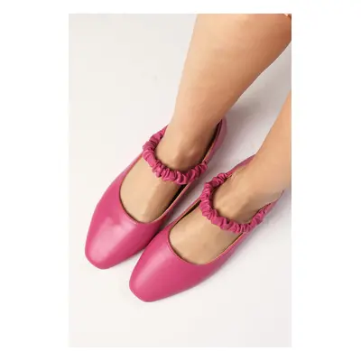 Mio Gusto Hailey Genuine Leather Fuchsia Women's Daily Ballerina Shoes