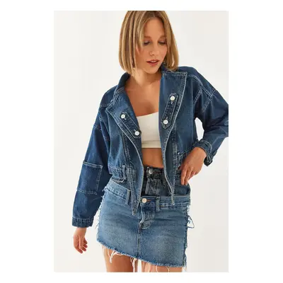 Bianco Lucci Women's Crop Denim Jacket