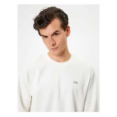 Koton Crew Neck Sweatshirt Minimal Printed Basic Interlock Fabric Cotton Blend