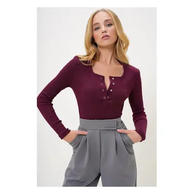 Trend Alaçatı Stili Women's Burgundy Snap Camisole Blouse